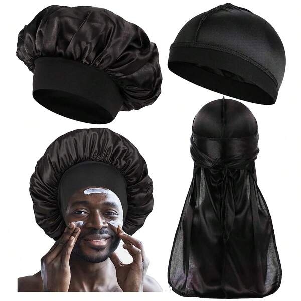 3 peças gorros casuais de poliéster de cor sólida, para todas as estações