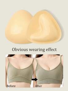 Double-Sided Sticky Bra Pads, 3cm Thickened Push Up And Enhancing Breast Lift Adhesive Stickers, Suitable For Bras And Swimwear - Apricot - View 3