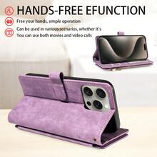 eaacaa 1 件装复古翻盖钱包式手机壳，带卡槽、腕带，防震防盗，兼容 17 Pro Max/17 Pro/AIR/17/17e/16 Pro Max/15/14/13/12/11、A16 系列 - 紫色 - 查看 5