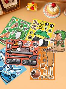 8PCS Make A Face Tung Tung Tung Sahur Cartoon Doodle Stickers Abstract Style Fit Laptop Decorative Stickers, Tanning Stickers, Room Decorative Headphones, Car Stickers Gift Decorative, Office Decorative Guitar Laptop Luggage DIY Handwritten Book Decorative Stickers