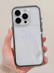 Apple Smart Fashion Phone Case With A High-End Feel, A Three-In-One Thickened And Hard Material, A Colorful Solid Color Frame, A Personalized Creative Pink, White, Black, Blue, Green, Minimalist Simple Fall Protection Full Coverage Transparent Feeling Colorful Phone Case Compatible With IPhone Waterproof Shockproof Anti-Fall Scratch Resistant