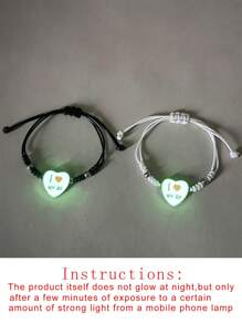 ATLVXJL 2 pièces Ensemble de bracelets lumineux pour couples "J'AIME MON PETIT AMI" et "J'AIME MA PETITE AMIE", ensemble de bijoux de mode décontractée, cadeau pour les couples, convient pour un port quotidien et les jours fériés (Saint-Valentin, Halloween)
