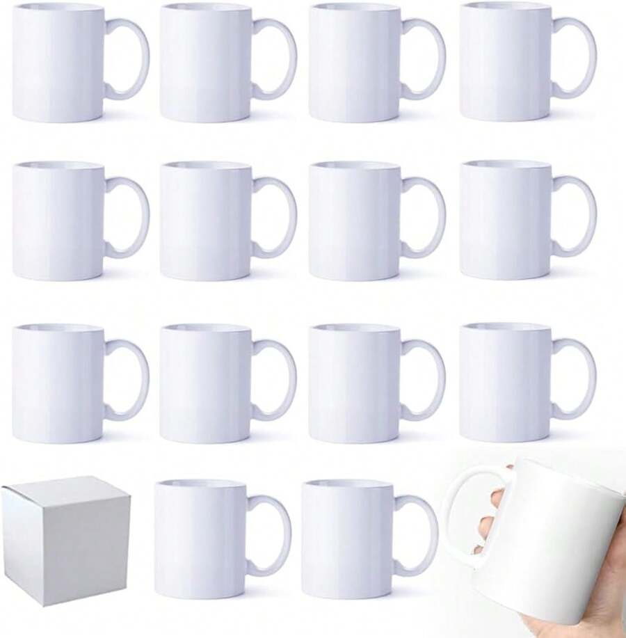 Sublimation Mugs, Cups 11oz Sublimation Ceramic Blank Coffee Mugs,White Cups, Sulimation Blanks, Blank White Mugs-36 Pack Bulk Bundle (36pc White Mug Single Box) - 白色 - 查看 1