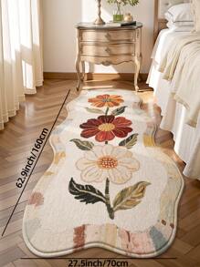 DAJIANG 1pc Vintage Simple Floral Print Runner Rug, Non-Slip Entrance Mat, Soft Carpet, Foldable & Washable, Suitable For Living Room, Kitchen, Bathroom, Bedside - Home Decor, Thickened & Plush, Suitable For Halloween, Thanksgiving, Autumn/Winter Kitchen Rug - Multicolor - View 11