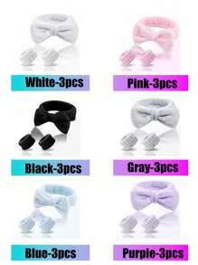1pc Headband/2pcs Wristbands/3pcs Facial Cleansing Set: Polyester Bath Wristbands, Fluffy Solid Color Headband, Reusable Spa Headband & Wristbands, Fine Fiber Headband, Makeup Headband Wristbands, Elastic Wrist Wrap, Absorbent Sweatband, Face Towel. Suitable For Bathroom, Living Room, Vanity, Travel, Bedroom, Yoga, Workout, Bathing, Makeup, Skincare, Spa, Salon, Birthday, Face Mask, Exercise Face Clean,Facial Brush,Bag,Organizer,Storage