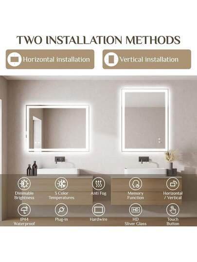 Bathroom Spiegel Lighting, LED Verlichting s, Dimmable, Tempered Glass Explosion Proof, Touch Switch, Memory Function, Fog Free, view 11