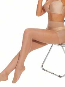 4 pares de medias transparentes de 20 deniers color albaricoque sexy y minimalistas de moda para mujer