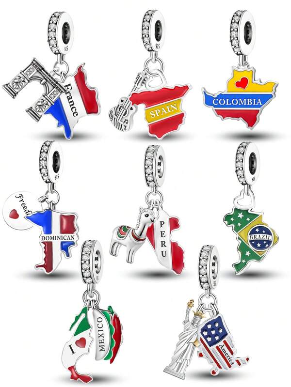 1 PC DONIMICAN MAP CHARM Pendant Beads Pendant Ball Suitable For Bracelets DIY Women's Jewelry