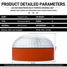 1 peça de luz LED de emergência para carro, luz de advertência do veículo, luz de sinalização de socorro externa, luz de advertência de emergência, luz de emergência de trânsito, instalação magnética, luz estroboscópica de emergência, luz de emergência para acampamento ao ar livre, pilhas AAA (não incluídas), fácil substituição de pilhas, operação simples, luz branca e amarela