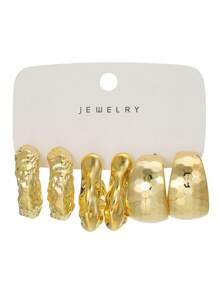 6pcs/Set Fashion CCB Spiral Braided C-Shape Geometric Design Earring Set, Suitable For Women's Daily Or Beach Wear