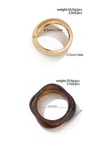 1pc Vintage Exaggerated Asymmetrical Acrylic Resin Cuff Bracelet, Minimalist Punk Style Unique Design Thick Gold-Tone Bracelet, Women's Daily Accessory And Festival Gift Jewelry (The Pattern, Texture And Color On The Bracelet Are Based On The Actual Item)
