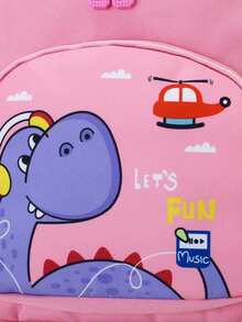 1pc Super Cute Dragon Cartoon Printed Children's Backpack, Padded Shoulder Straps Design, Suitable For School And Daily Use