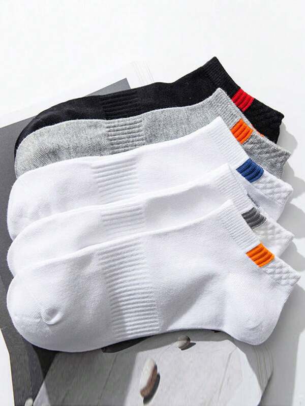 5pairs Men Colorblock Ankle Socks