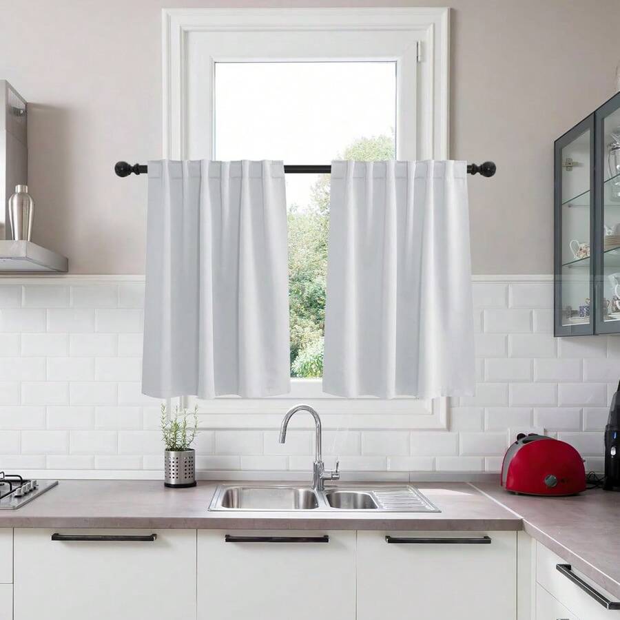 Local Delivery Black Blackout Curtains 63 Inch Length, Room Darkening Thermal Insulated Noise-Reducing Black Out Curtains For Bedroom Living Room Windows, Back Tab Rod Pocket, W52 X L63 Inches, 2 Panels - Greyish White - 查看 1