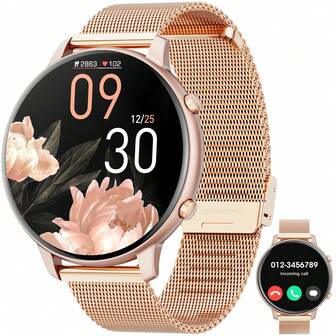 1.39 Inch Round HD Display 210mAh Battery Women' Smart Watch For Mother Gift With Call(Receive/Make Call)Ai Voice/Music Player,/Fitness Watch For Women Activity Tracker Men's Smart Watch With Multiple Modes Sports For Andorid IOS