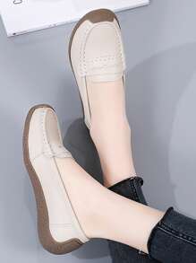 Women's Solid Color Slip-On Loafers, Comfortable Casual Soft Bottom Shoes, Lightweight And Comfortable