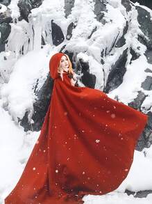 1 pieza Capa con capucha unisex de tela de terciopelo para actuaciones y fiestas, ideal para varios festivales, disfraces de Halloween, diablo, vampiro, disfraz, accesorios para disfraces de festivales