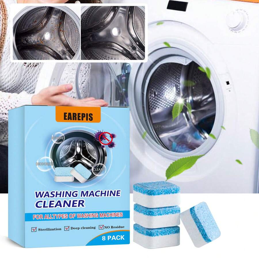8pcs Washer Cleaner Tablets - Just One Tablet Can Quickly Remove Dirt And Ensure Stain-Free Washing Without Damaging The Machine, Providing Peace Of Mind For Your Travels