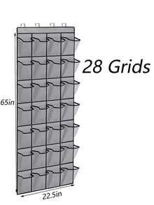 1 件/12//28/35 个口袋可用网袋鞋架，壁橱门悬挂式整理器，大口袋悬挂式鞋架用于壁橱网状门后鞋存储门衣架，门上鞋整理器壁橱悬挂式鞋架衣架，节省空间 - 灰色 - 查看 7