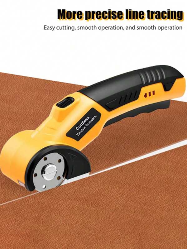 Máquina de corte inalámbrica para el hogar de color amarillo, tijeras eléctricas recargables por USB, diseño antideslizante de mano, adecuada para manualidades DIY/ropa/cartón//corte de textiles para el hogar