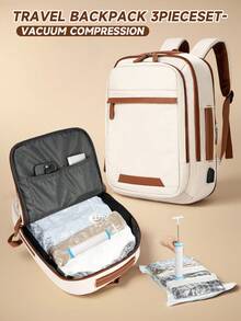 40升容量时尚休闲尼龙笔记本电脑背包，男女通用，符合航空旅行标准，可用作随身物品包、周末旅行包、大学背包、办公包，带笔插，适合时尚人士和学生使用。 - 彩色 - 查看 17