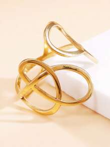 1pc Unique Asymmetrical Hollow Line Adjustable Stainless Steel Ring, Suitable For Women's Everyday, Holiday, Party Wear