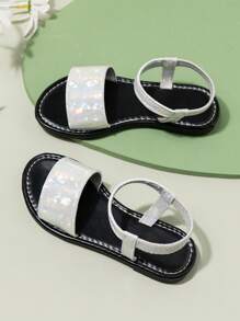 1 双女童户外多功能舒适软底凉鞋，适合春夏季、日常穿着、海滩、度假、学校、派对 - 銀色 - 查看 5