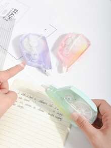 TWINGO 1 Pc Push-Pull Correction Tape, Creative Gradient Pattern Push-Pull Design Correction Tape - Core Length Of 30 Meters, PET Material Transparent And Visible Internal Contours Dustproof Mouth Guard, Suitable For Learning, Writing, Textbook Answering, Writing Errors And Correction Of Typo Learning Tools, Fashionable And Portable School Supplies, Essential For Back-To-School Season,School Supplies,Back To School