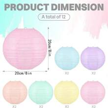 12pcs Soft Pastel Color Hanging Paper Lanterns - Round Neon Chinese Style Lanterns, Suitable For Party, Classroom, Wedding, Birthday And Valentine's Day Decoration, Party Decor | Pastel Color Lanterns | Paper Lanterns, Home Decor Lanterns