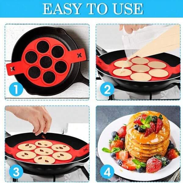 1pc Nonstick Pancake Molds Ring Silicone Fried Egg Mould Reusable Pancake Maker Egg Ring Kitchen Cooking Baking Tools (Round Shape)