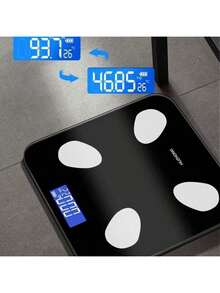 1pc Digital Bathroom Scale, Weighing Scale, Glass Platform Measuring Up To 400lbs, Large Backlit Display, Home Weight Scale, Household Essential - Black - View 3