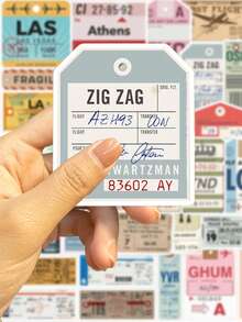 40 张卡通登机牌贴纸，适用于装饰吉他、笔记本、行李箱、防水 DIY 贴纸、学校用品、返校 - 查看 5