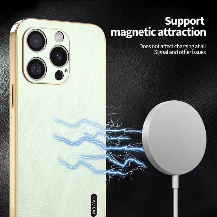 Premium Luxury Selected Pure Leather Electroplated Gold Grain Phone Case, TUP Edging, Sturdy, Scratch-Resistant, Precise Camera Cutout, Seamless Fit, Compatible With Multiple Phone Brands - Green - View 9