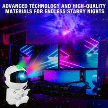 Astronaut Hugging Moon For Galaxy Night Light With 8 Modes, Remote Control & 360° Rotation - USB Powered LED Star Projector For Bedroom Decor, Game Room, Home Theater Ceiling - Perfect For Christmas & Halloween - White - View 4