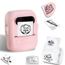 Marklife Marklife P50 Pink Thermal Label Maker, Mini Thermal Sticker Barcode Label Printer Without Ink, Suitable For Business, Home, And Office Use, Compatible With Android And Apple Systems, With 1 Roll Of 1.57*1.18inch White Label Paper