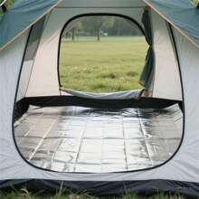 1pc Aluminum Foil Mat With Storage Bag - High Quality Portable Rectangular Cover For Camping, Beach Tents And Picnics - Protects Against Water, Mud & Dirt - Ideal For 4 Person Outdoor Adventures, Picnic Essentials, Glossy Surface, Durable Design