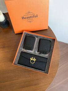 3 Pieces Set Short Wallet & Card Holder Classic Women Wallet Large Capacity Zipper Wallet Casual Alligator Quilted Wallet Gift For Mother's Day For Women Wallet Mini Wallet Purse Wallet Small Wallet Cute Wallet - Black - View 10