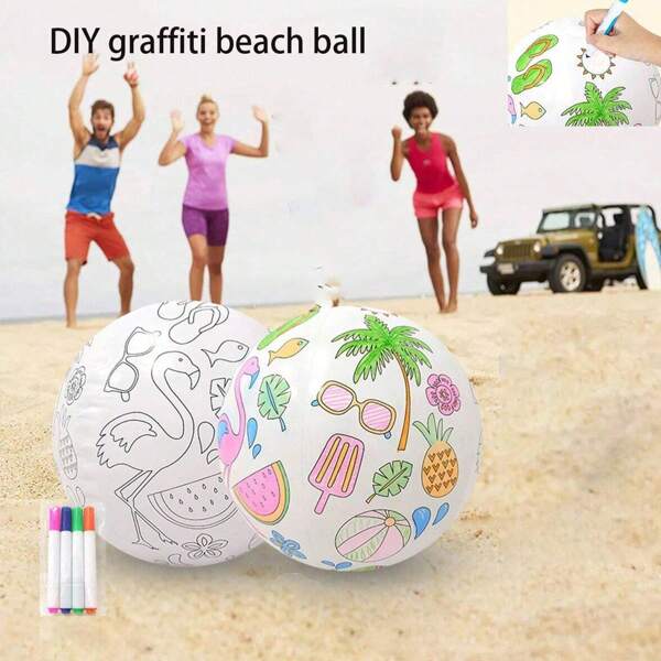 5 Pieces, DIY Beach Balls, Water Balls, Beach Balls, Lawn Balls, Inflatable Swimming Pool Tools, Used For Party Supplies And Decoration, Birthday Parties, Summer Beach Water Games, Beach Party Supplies