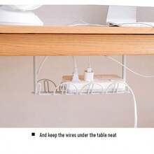 Estantería de almacenamiento debajo de la mesa, organizador de cables, estante para cables, soporte para enchufes en la parte inferior de la mesa, estante colgante para el hogar y la oficina, organizador de cables para escritorio