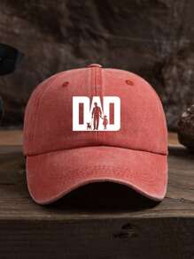 1 Stück Herren Outdoor lässige Mode "DAD" Silhouette Hund spazierengehen Grafik weich & atmungsaktiv verstellbare Baseballkappe, geeignet für den täglichen Gebrauch