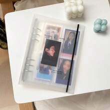 1pc A5 DIY Album Scrapbook Diary Notebook Card Holder, White Cover (Without Inner Pages), Back To School - White - View 1