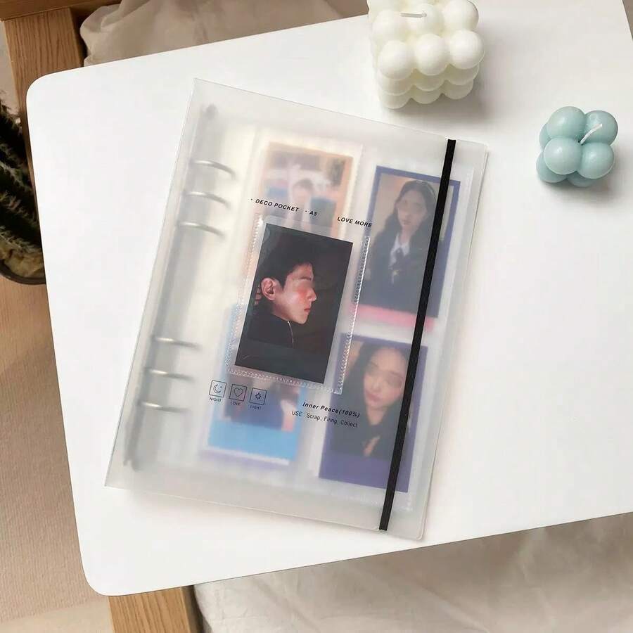 1pc A5 DIY Album Scrapbook Diary Notebook Card Holder, White Cover (Without Inner Pages), Back To School - White - View 1