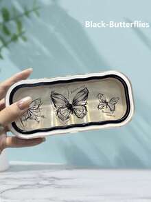 1pc Minimalist Floral Bow Wavy Eyeglass Case, Creative Personalized Glasses Storage Box, Simple Butterfly & Kitty Eyewear Holder For Students