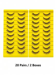 Asiteo 10/20/30 对自然假睫毛，隐形透明带，非常逼真，纤细睫毛，日常使用，可爱睫毛