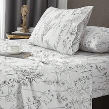 Black Sheets, Deep Pocket, 1800 Thread Count, Soft Breathable, Cute Printed Boho Farmhouse Bed Sheets, Up To 18 Inch - Black and White - View 2