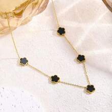 4pcs Set Stainless Steel Flower Petal Earrings, Bracelet & Necklace, Suitable For Girl, Any Occasion