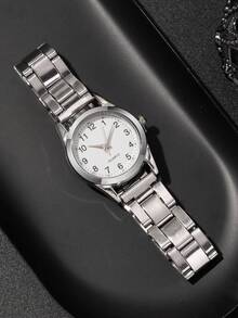 1PC Women's Minimalist Quartz Watch, Fashionable And Minimalist Circular Digital Scale Alloy Steel Strip Watch, Suitable For Daily And Holiday Wear, The Best Gift For Women. - Silver - View 4