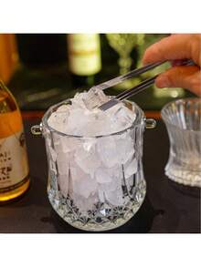 1个优雅透明带提手冰桶 - 时尚便携式饮料冷却器，适用于派对、活动、婚礼、生日用品、家居和派对装饰