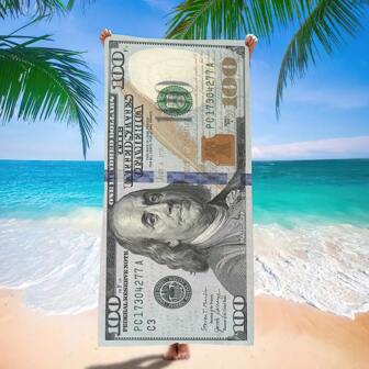 1pc Dollar Banknotes, Beach Towels, Swimming Pool Towels, Oversized Towels, Swimming Pools And Beaches - Lightweight Towels, Travel, Camping