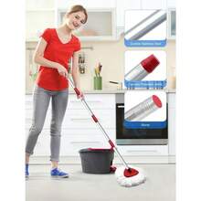 Local Shipping-Spin Mop Replacement Head Compatible With O-Cedar 2 Tank Rinseclean,4 Mop Heads +1 Handle +1 Base , Microfiber 100% Refills, 30-58in Stick Easy-To-Replace ( Blue 2 Tank )